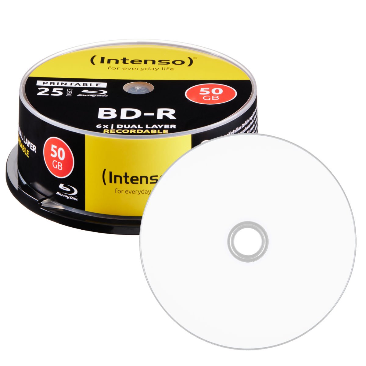 50 Blu-ray BD-R DL 50 Go Vitesse 6x - Surface Imprimable Jet D'Encre (Fullprintable) - En Cakebox - Pour Archivage Et Sauvegarde