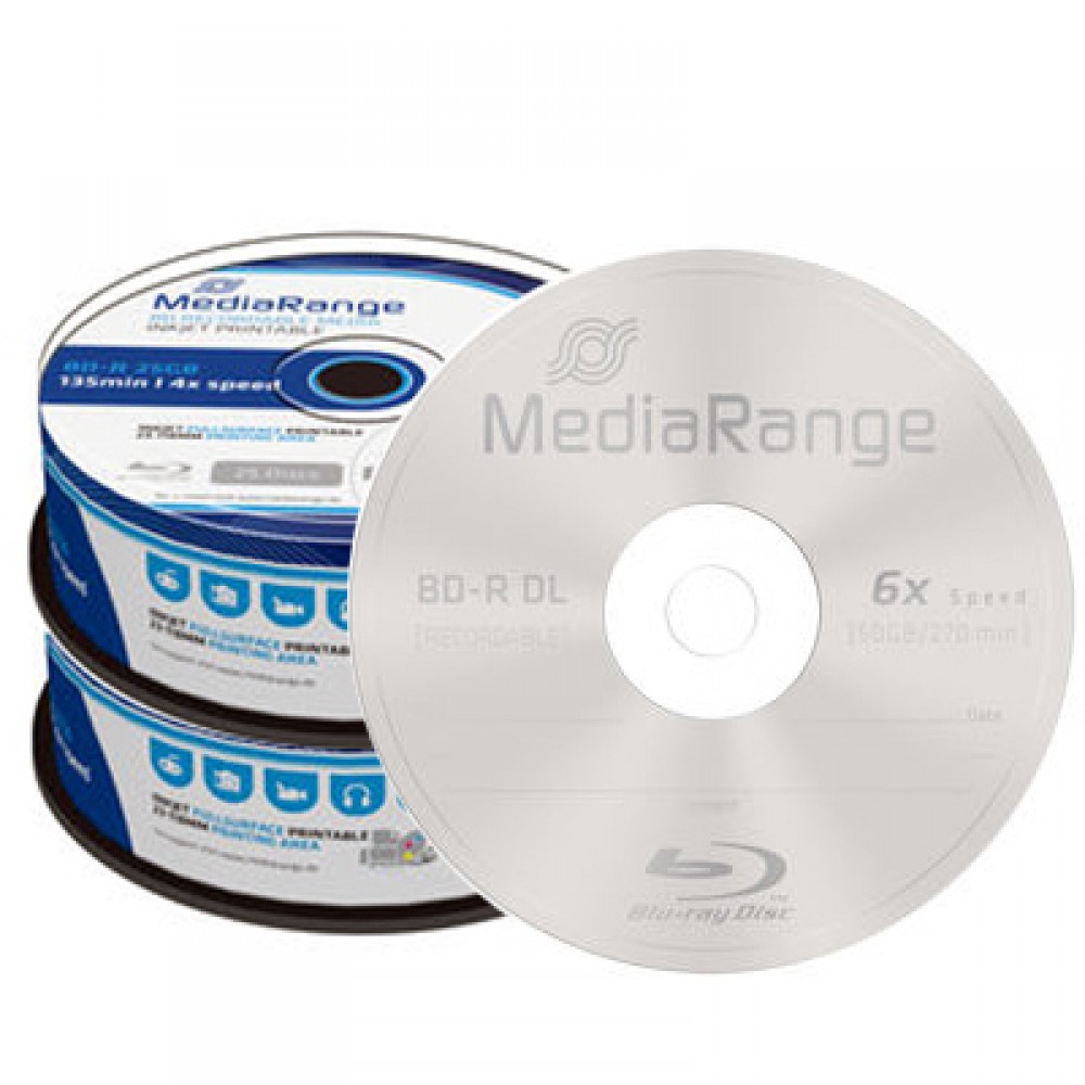 MediaRange Blu-Ray BD-R 25 GB imprimée - 6x - 50 pièces en Cakebox