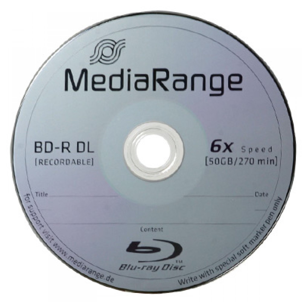 MediaRange BluRay BDR Dual Layer 50 GB imprimée 6x 10 pièces en Boîtier Jewel >
