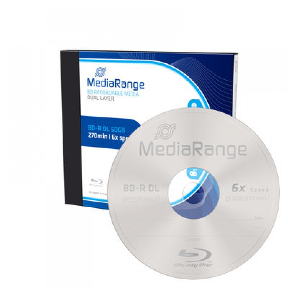 MediaRange BluRay BDR Dual Layer 50 GB imprimée 6x 10 pièces en Boîtier Jewel >
