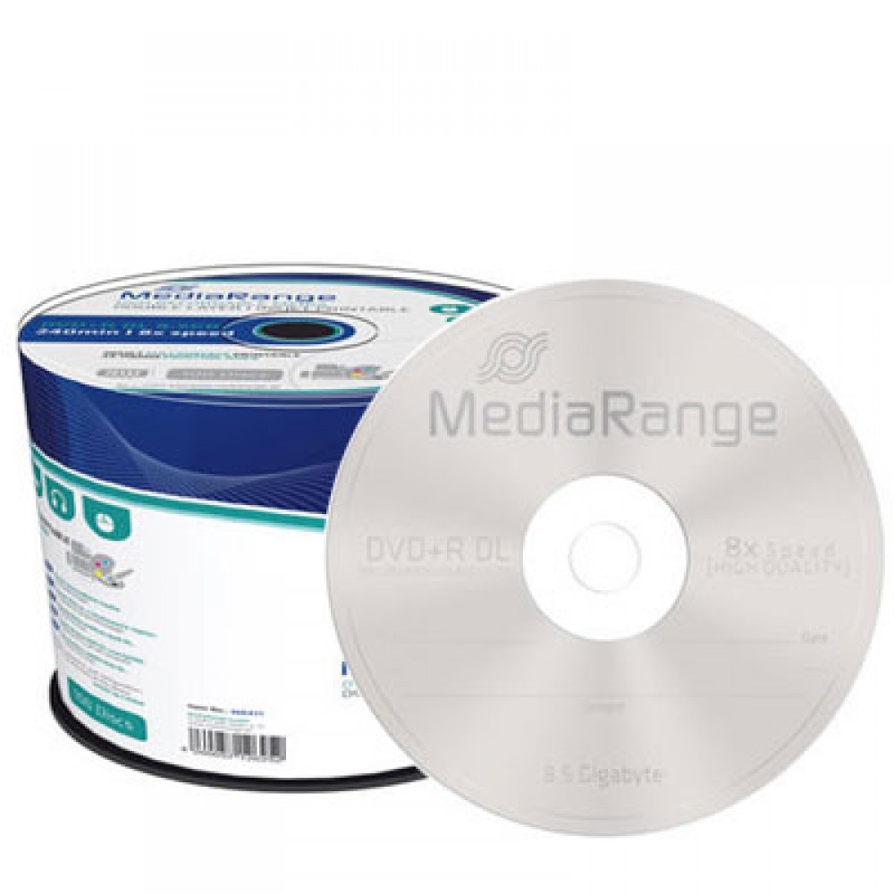 MediaRange DVD+R DL 8.5 GB - 10 Pezzi, Superficie Stampabile, 8x Velocit&agrave;