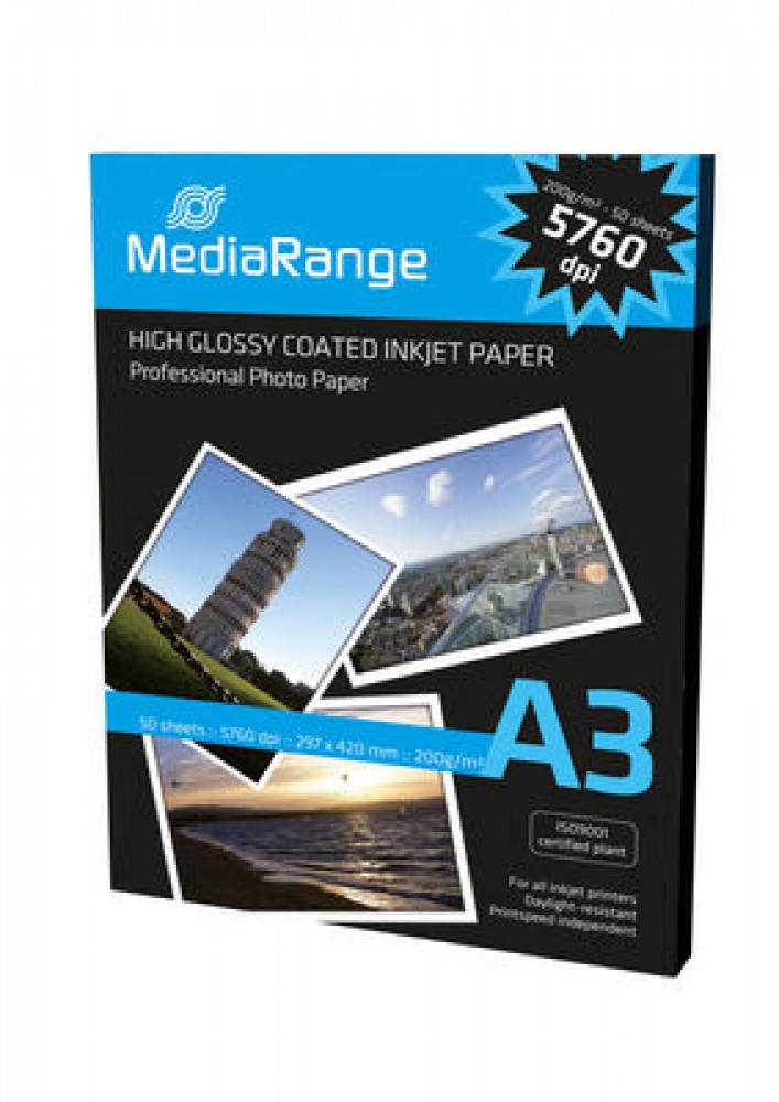 MediaRange Papier Photo DIN A3 Jet d'encre - très brillant - 200 g